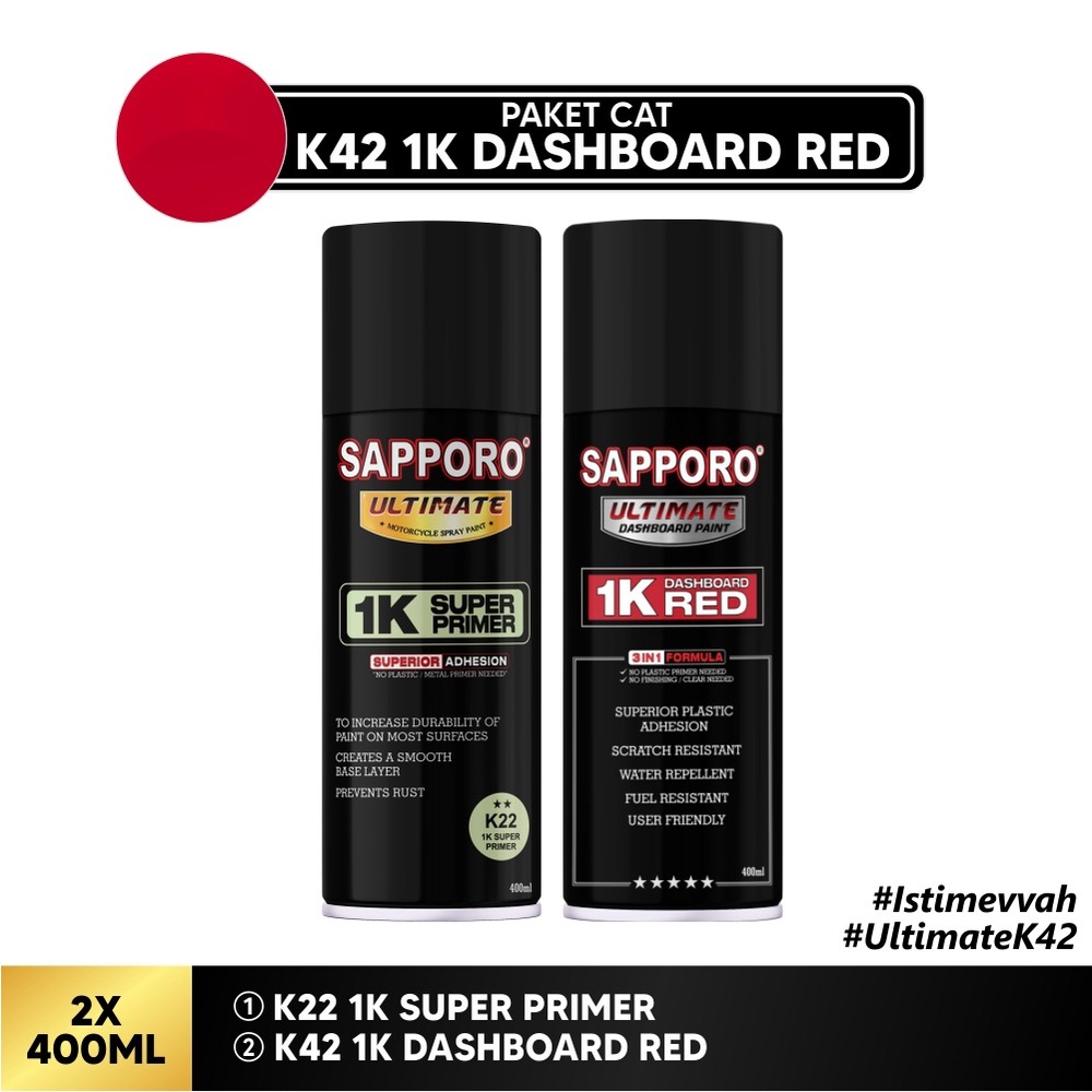 Paket Cat K42 1K Dashboard Red / Sapporo Ultimate / Cat Spray Semprot Terbaik