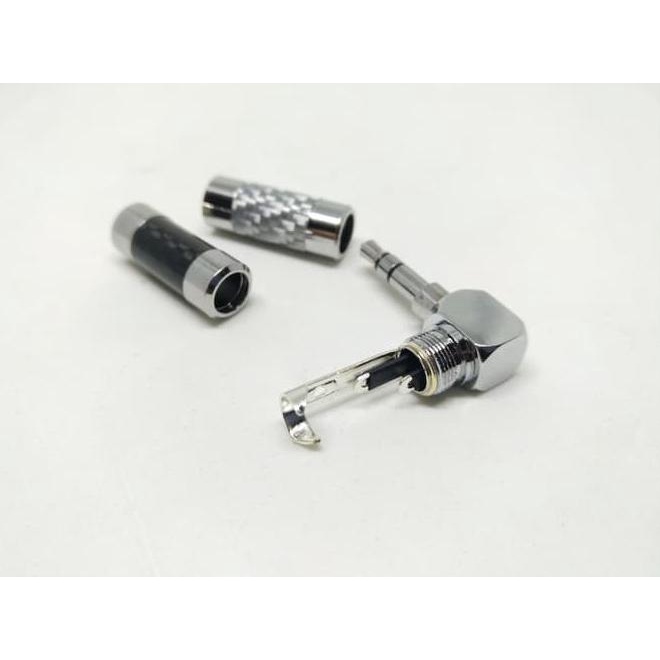 Rhodium Plated Carbon Fiber Jack 3.5mm Rement Audio L Shape - Hitam 5G7