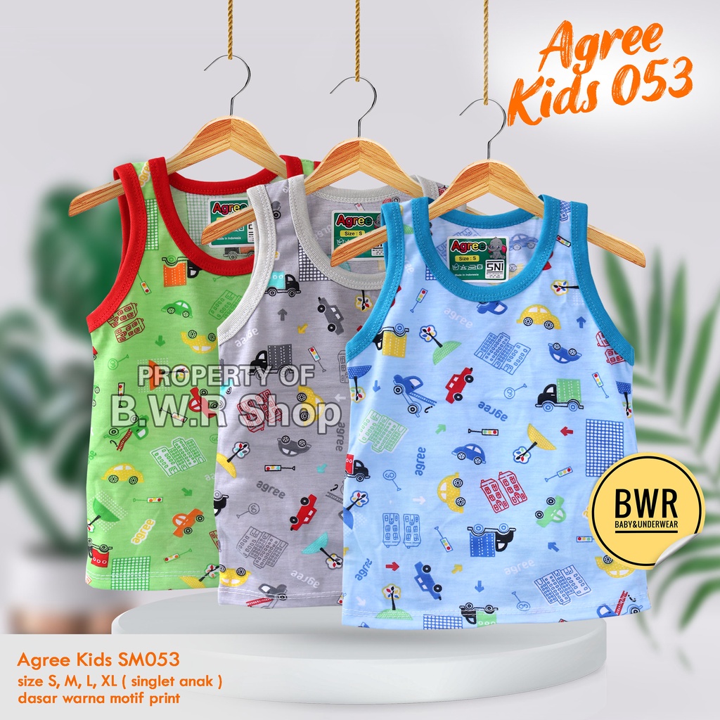 [ 3pc ] Singlet Agree Kids SM053 Metropolitan / Kaos Dalam Anak Santai Harian Agree Sm 053 Motif Lucu | Bwr