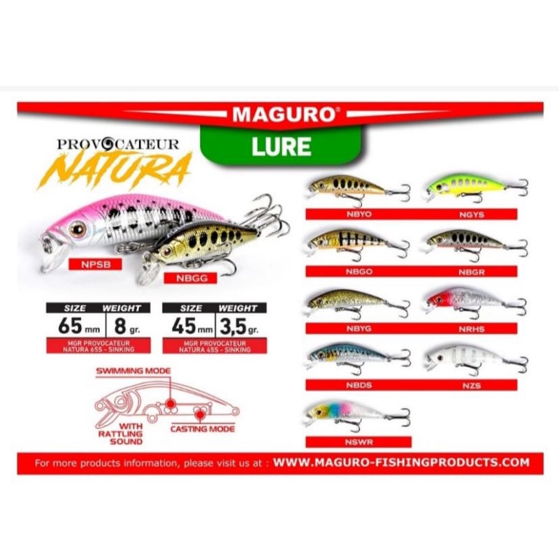 Lure MAGURO PROVOCATEUR NATURA 45S (4.5cm / 3.5gram) SINKING