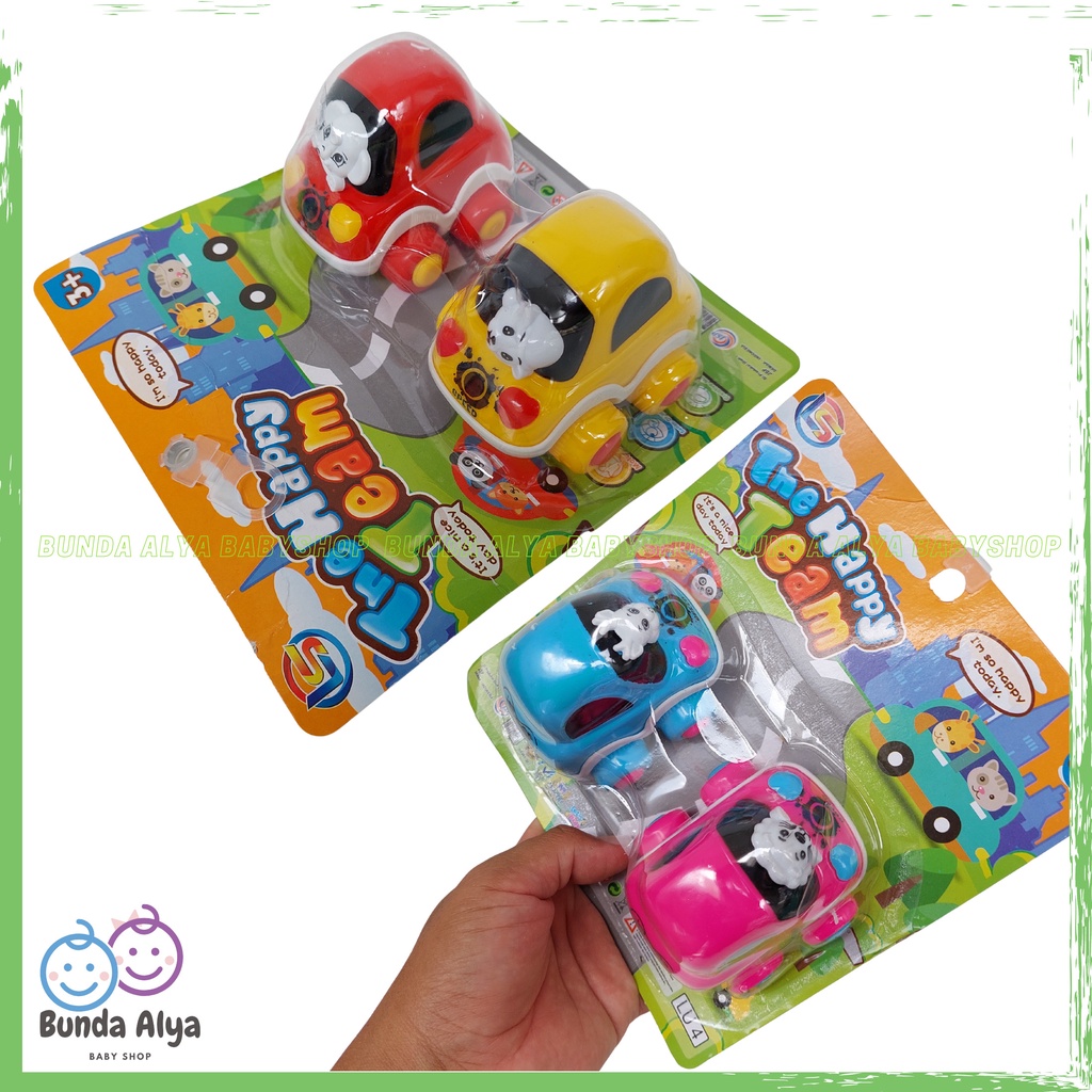 Mainan Anak Mobil - Mobilan Lucu Isi 2 Mainan Anak Mobil The Happy Team Mainan Mobil Pull Back Warna Warni