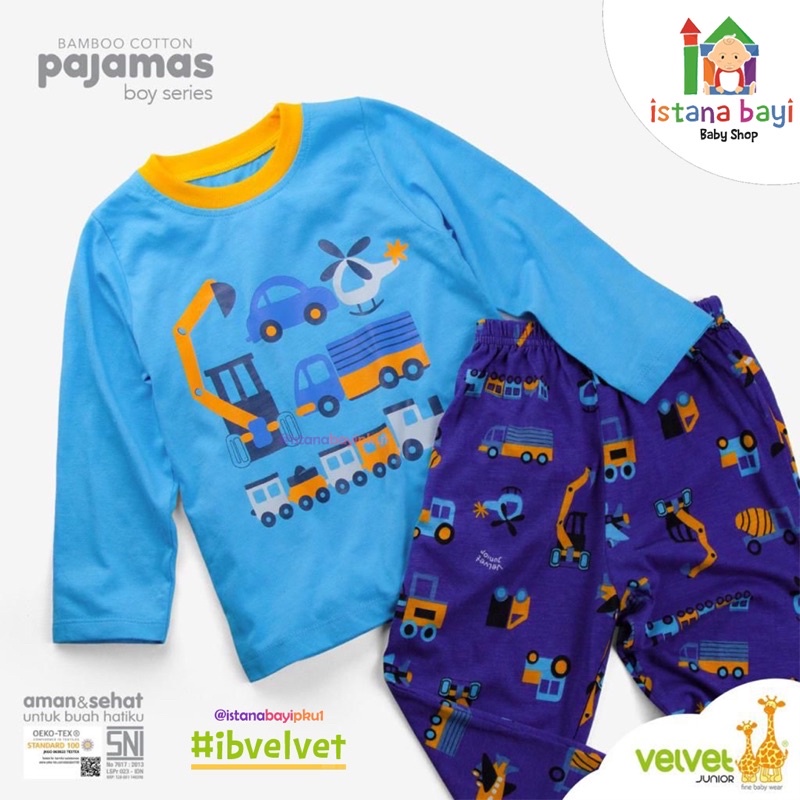 Velvet Junior Bamboo Cotton Pajamas- Boy &amp; Girl Series 1 pack isi 1 setel