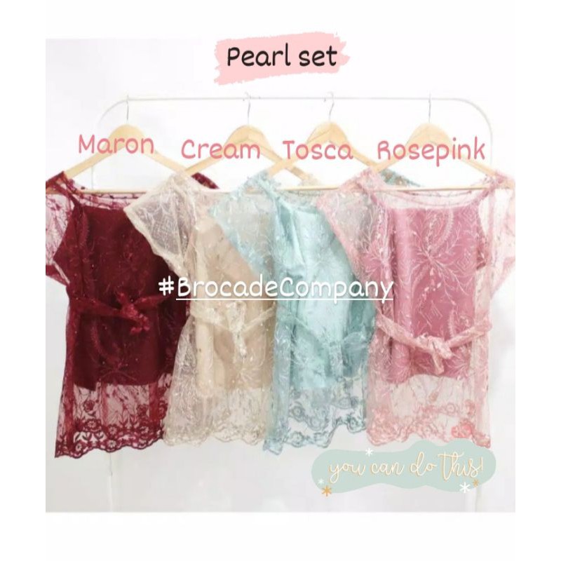 Blouse Tulle Setelan tile pearl + inner / Kebaya Modern casual Modern Tullee Mutiara Spider + Inner