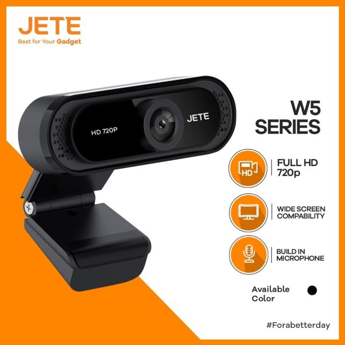 Jete Webcam W5 HD 720 - Noise Reduction With Mic - Garansi Resmi