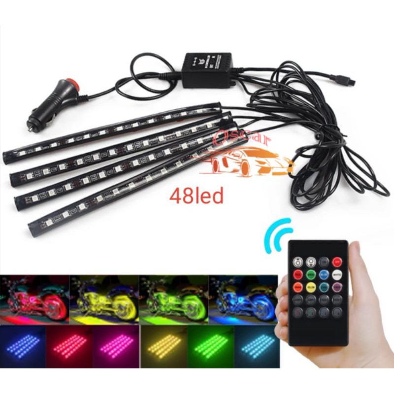 ED LAMPU KOLONG + Remote Dekorasi Dashboard Mobil 16 Warna DRL RGB