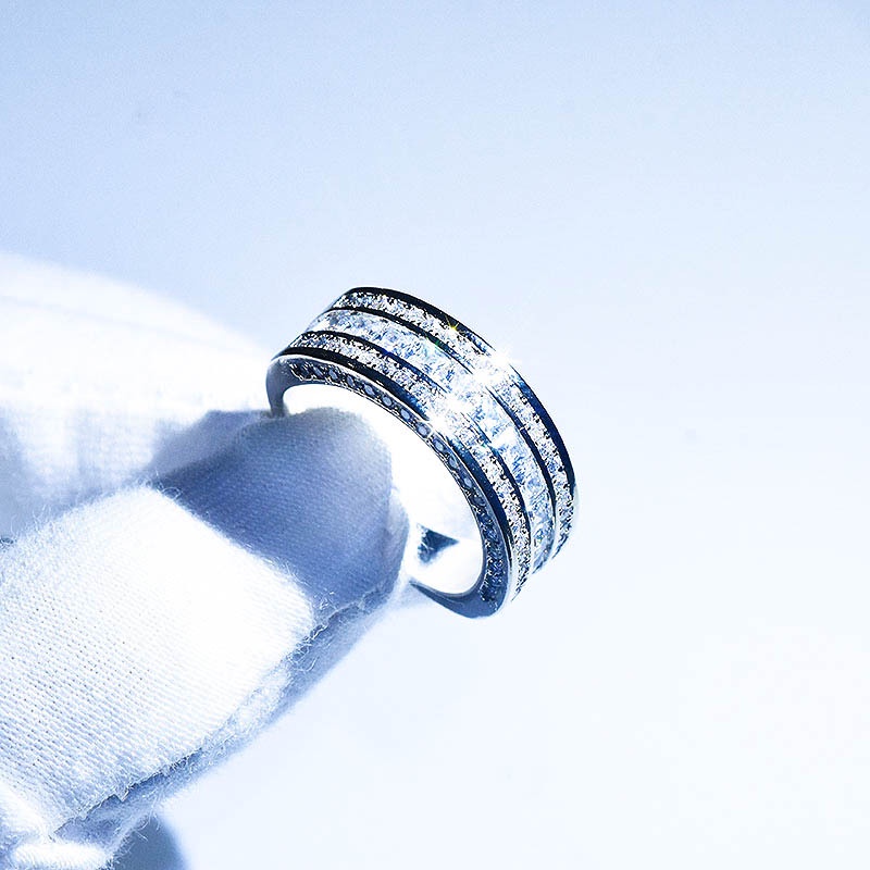 Cincin Model Tumpuk Hias Berlian Imitasi Gaya Mewah Untuk Wanita