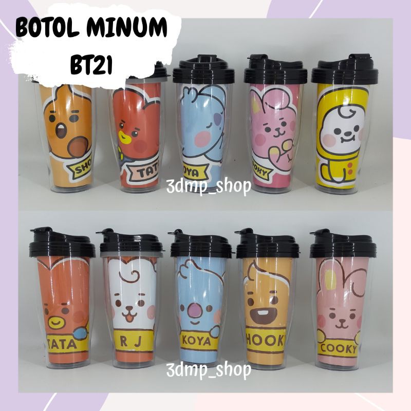 Botol minum tumbler tumblr bt21 bts shooky tata koya cooky chimmy rj