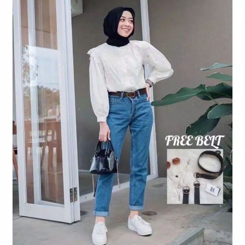 ❤️PULL&amp;BEAR❤️ BOYFRIEND CELANA WANITA // FREE BELT