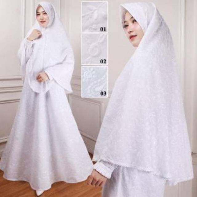 Baju gamis ihrom haji & umroh-gamis ihrom wanita-gamis M.L.XL.XXL-gamis putih set bergo-kerut&pet