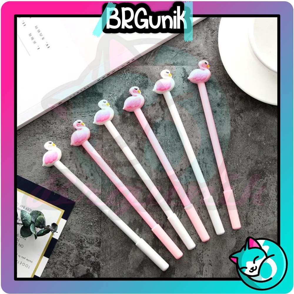 BRGUNIK Pena Karakter Flaminggo Lucu Pulpen Flamingo Stationary Import R206