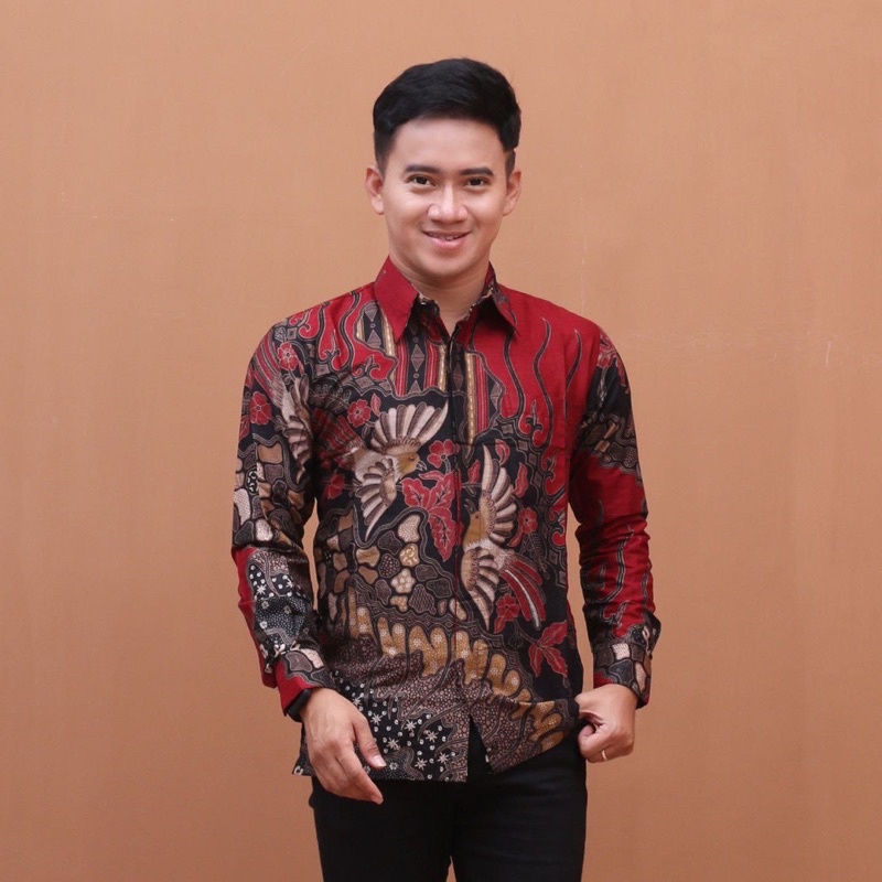 Baju batik Pria Slimfit Big Size M L XL XXL Atasan Kemeja Batik Lengan Panjang Original