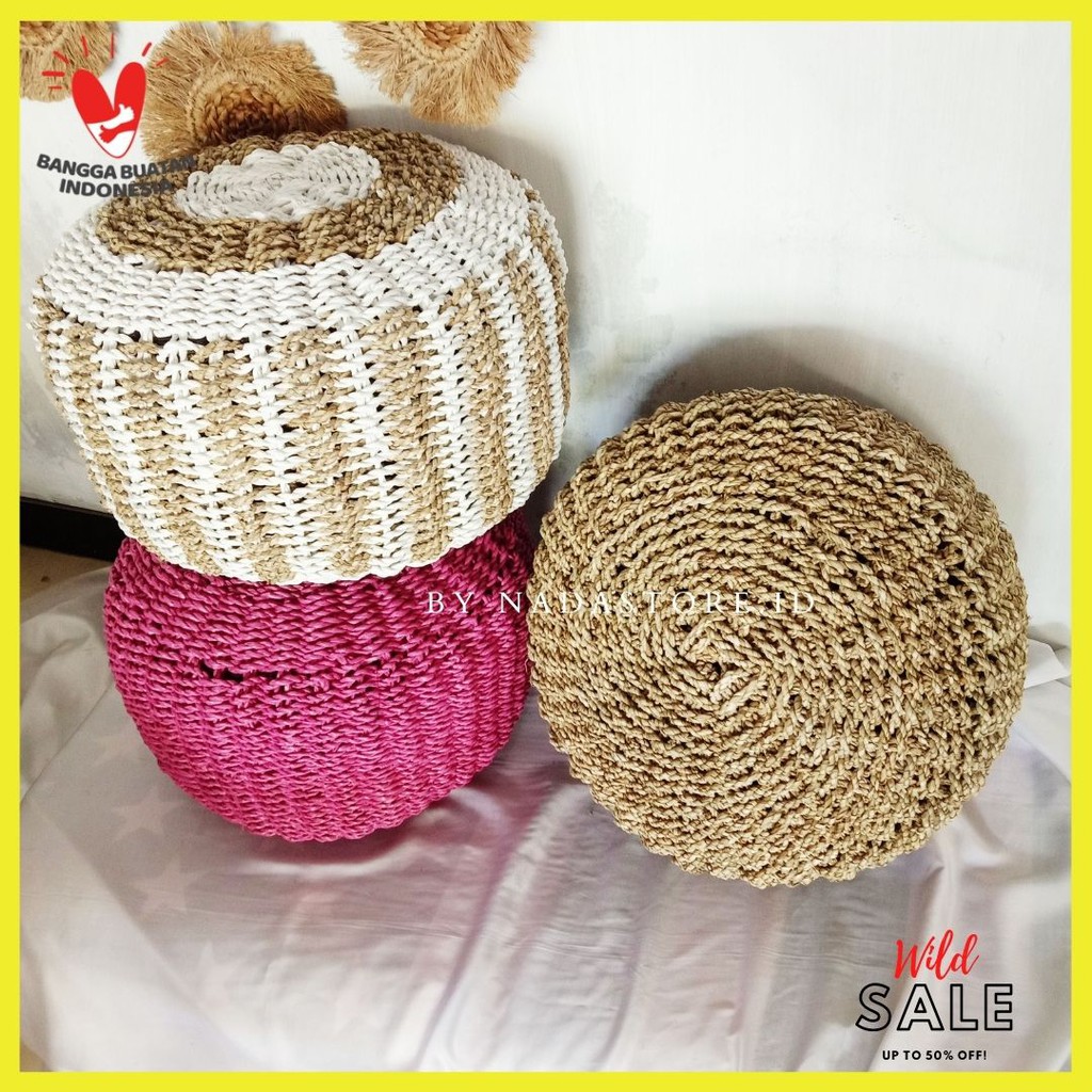 BANTAL BULAT ANYAMAN / POUFE / BANTAL SOFA / BANTAL DEKORASI