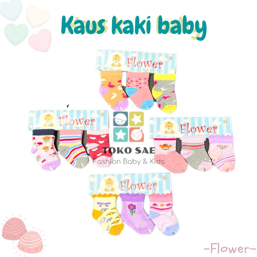 kaos kaki bayi newborn laki perempuan isi 3 pasang usia 0 12 bulan