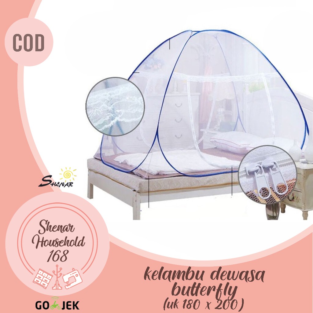 SHENAR KELAMBU BESAR BUTTERFLY KELAMBU ANTY NYAMUK KELAMBU TENDA / KELAMBU TEMPAT TIDUR BUTTERFLY 180x200 ( KELAMBU ANTI NYAMUK) KELAMBU TENDA /KELAMBU LIPAT KELAMBU TIDUR KELAMBU TEMPAT TIDUR 180X200 160X200 - SHENAARHOUSEHOLD