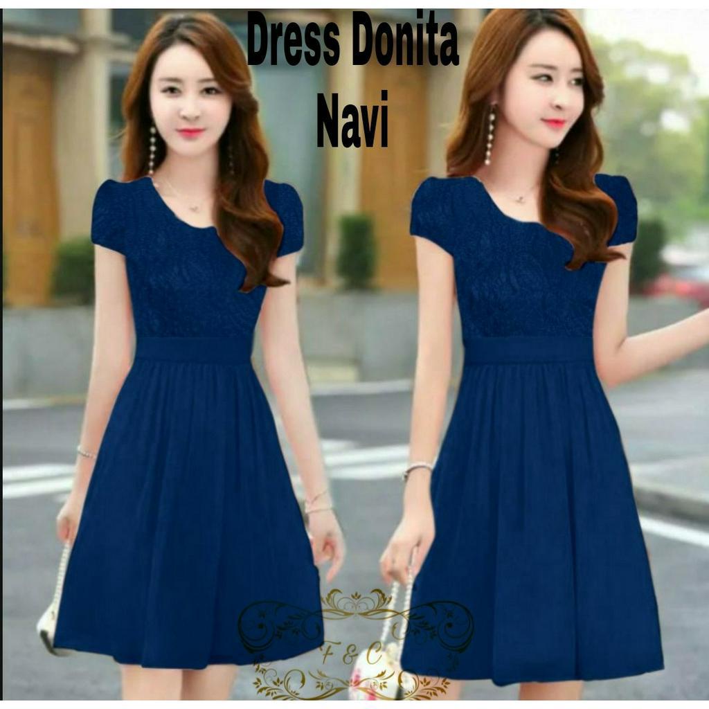 Feodora Fashion / Dress Donita / cassual dress / dress model terbaru / pakaian wanita / dress model korea / dress party (GOOD QUALITY)