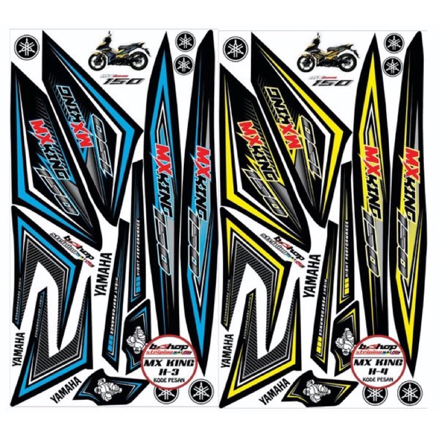 striping mx king biru dan kuning stabilo