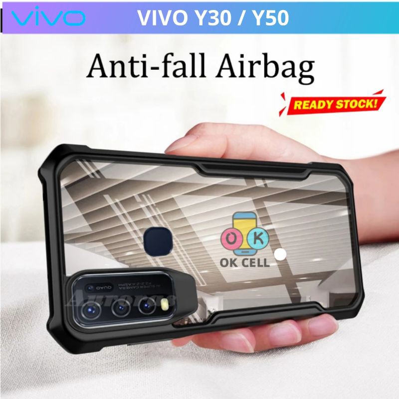 Case Armor Vivo Y30 Y50 Hardcase Transparan Softcase Clear Shockproof Casing Back Cover Premium