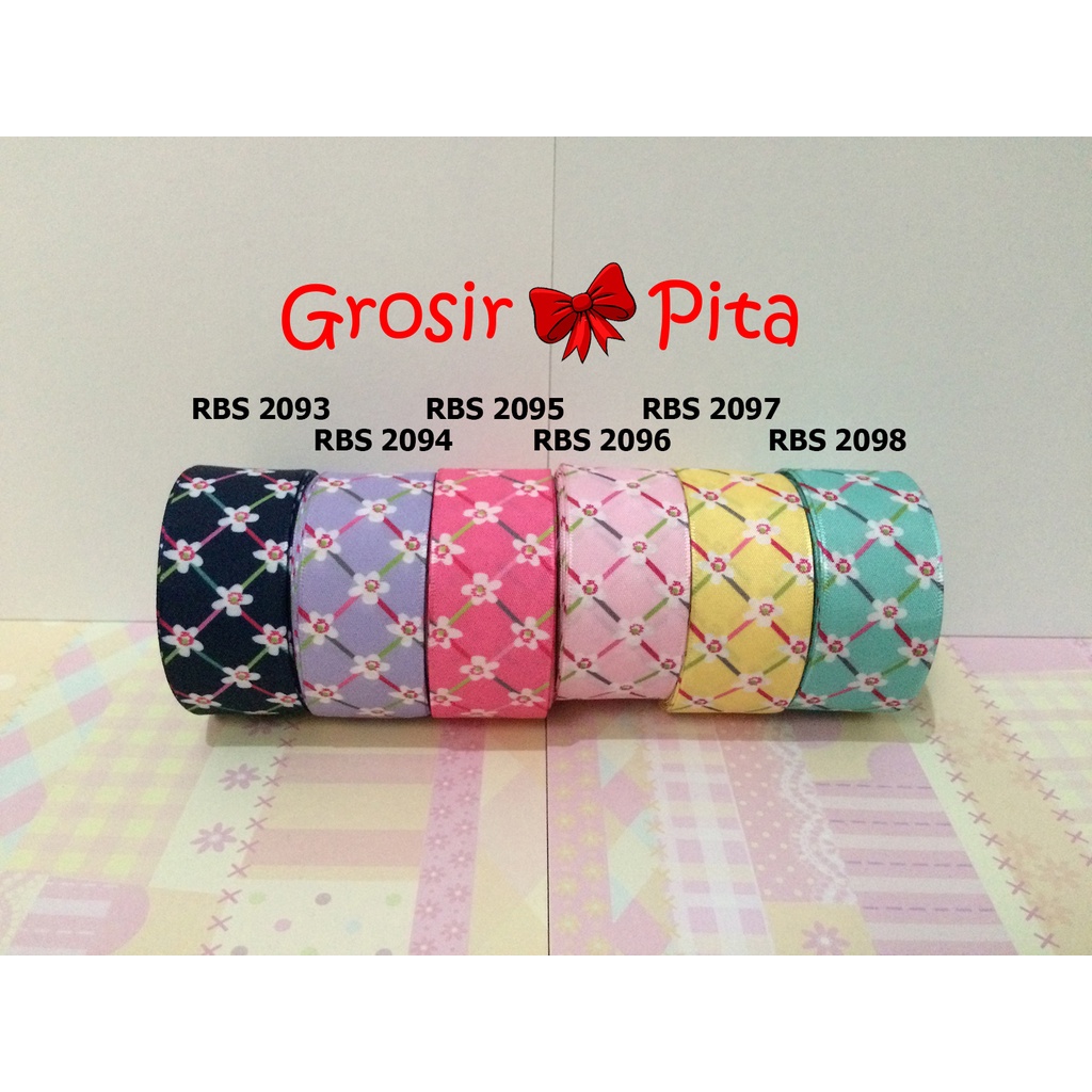 

(25 yard) Pita Satin Motif Bunga RBS 2093,2094,2095,2096,2097,2098 | Toko Bahan Craft | Grosir Pita