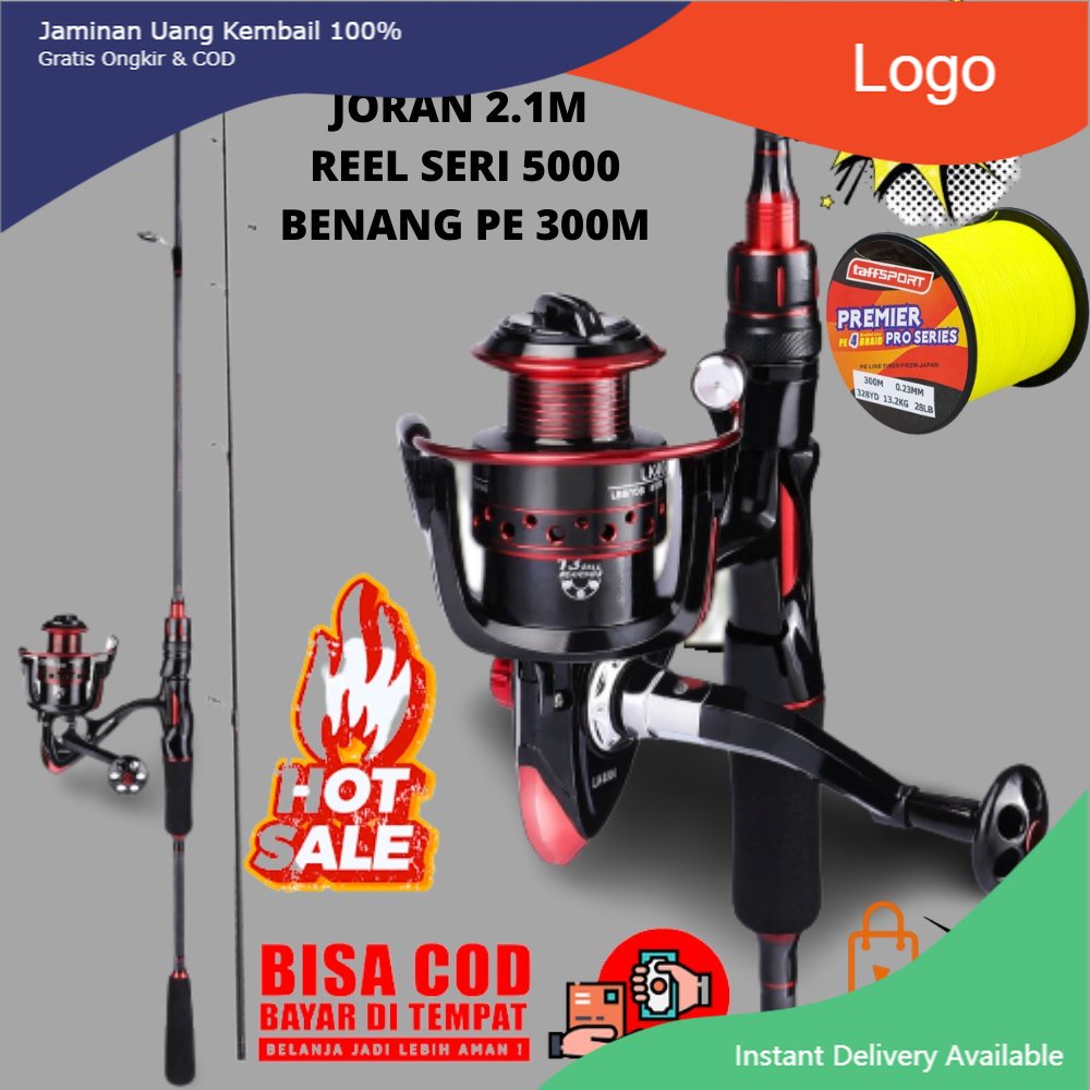 Promo COD Set Joran Pancing Set 1.8M/2.1M Joran and 5.2:1 Reel Seri 5000 Pancing Combo Stik Tongkat 