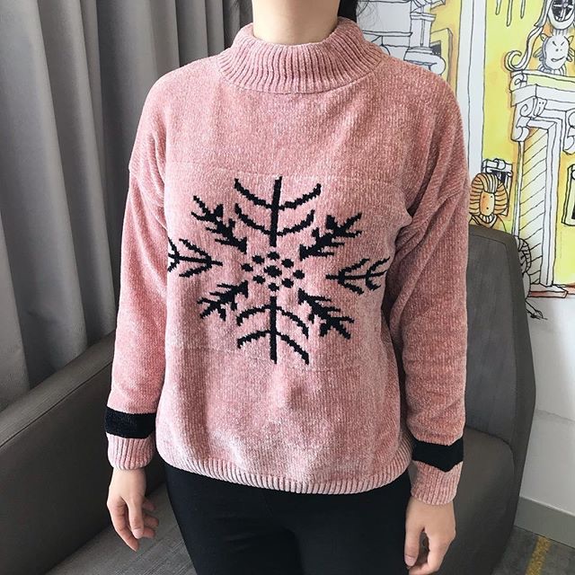 Import HK Snowflake Sweater Baju Musim Dingin Sweater Winter Sweater Winter Blouse Atasan Hangat
