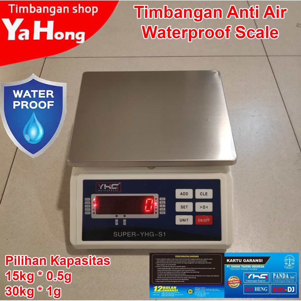 Timbangan Digital Anti Air Waterproof Scale Stainless YHG S1 15kg 30kg