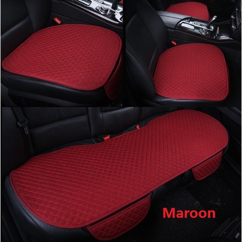 Alas Duduk Jok Mobil 3 in 1 set Empuk Universal KAIN LINEN MOTIF SILANG 6 WARNA