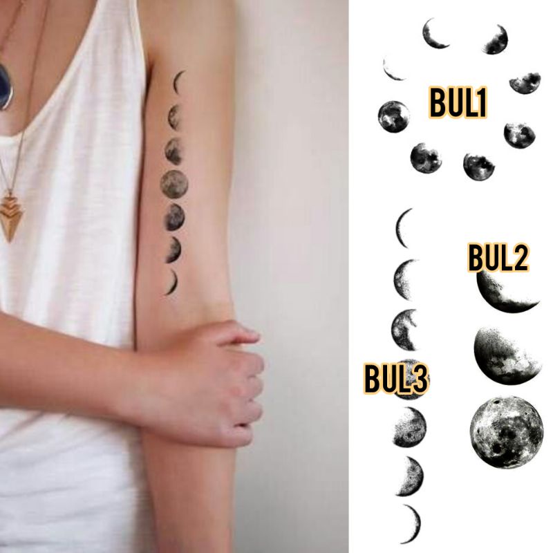 Tato Temporer Bulan mini moon Stiker Tato Minimalis - BUL