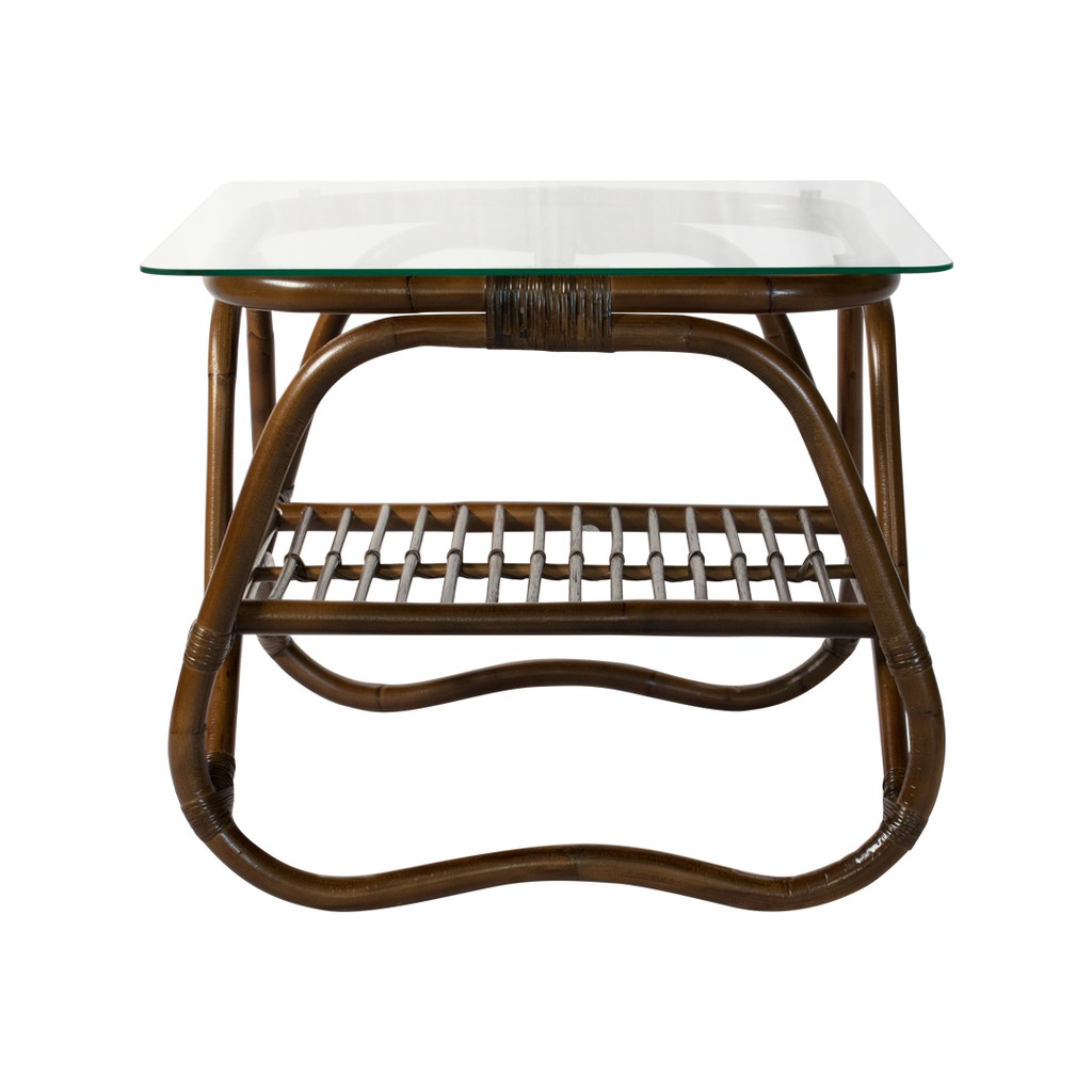 Hagihara Meja Kaca Tamu/Teras Rotan-Coffe Table-Kecil-Kualitas Export
