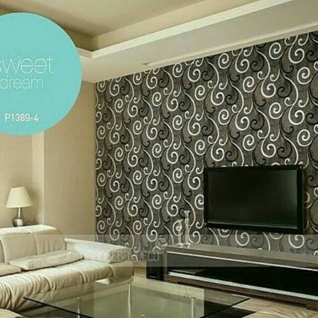 wallpaper dinding motif batik ulir coklat