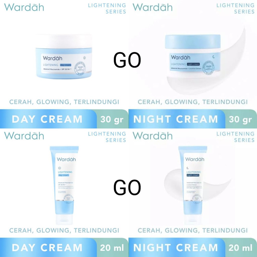 gof Wardah Lightening Day Cream Advanced Niacinamide 30 g Wardah Lightening Night Cream 20 ml