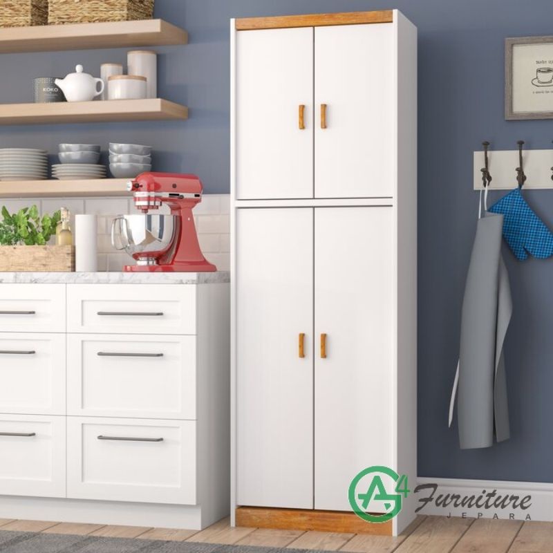 Lemari Dapur Minimalis Modern Ahaas Duco Putih - Kayu Mahoni