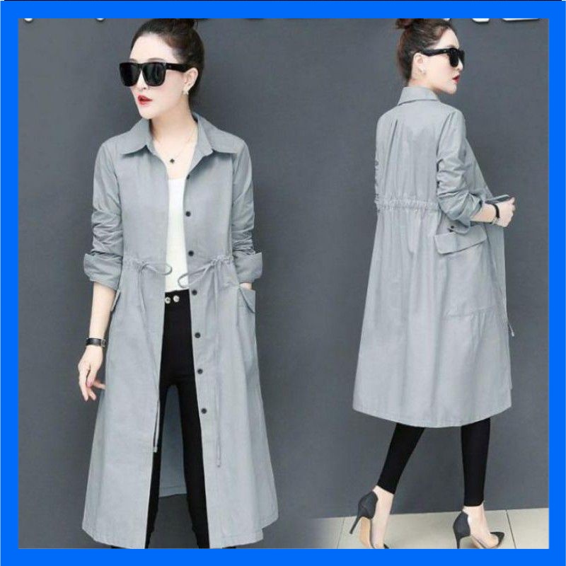 Blazer Wanita Panjang Hitam Korea Style Kekinian Blazer Long Coat Yolla Terbaru 2021 Bahan Katun