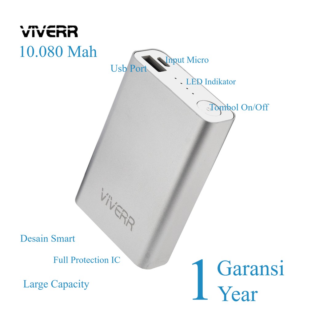 BEST QUALITY - Viverr Powerbank 10080mAh Smart Desain garansi 1 tahun kualitas bagus