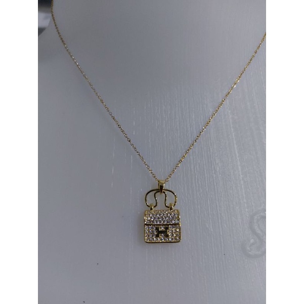 KALUNG TAS H*RM*S NIKITA M*RZANI STAINLESS STEEL BERLAPIS EMAS 14K