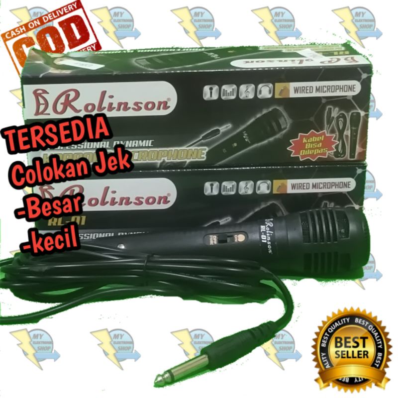 MICROPHONE  KABEL 3M ROLINSON RL-01/RL-02 MIC KARAOKE, MIKROFON COLOKAN KECIL DAN BESAR MIK KARAOKE, MIK KABEL