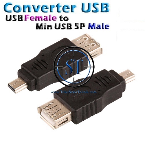 Converter On The Go Adapter Mini USB OTG 5-Pin Male To USB 2.0 Female