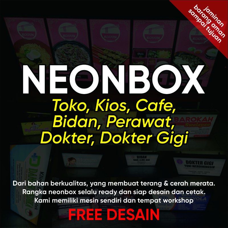 Buat Pesan dan Desain NeonBox / Neon box / led box ukuran 60 cm x 40 cm