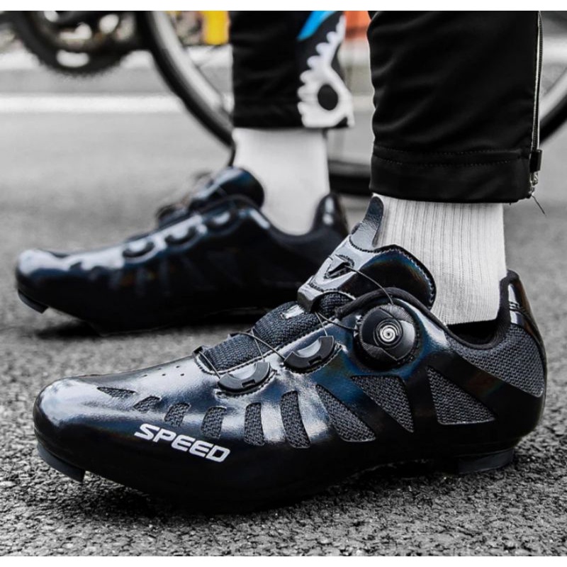 Speed Sepatu Sepeda Multi Cleat Roadbike MTB Cycling Shoes Cleats Sepatu Gowes BOA Hitam