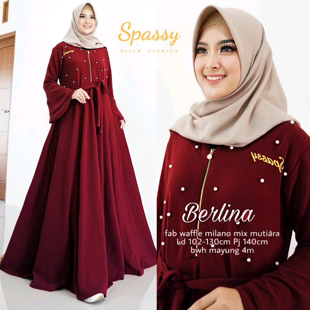 GAMIS BERLINA DRESS Bahan MOSSCRAPE Baju Gamis Wanita Terbaru 2020 Baju Gamis Wanita Jumbo Murah