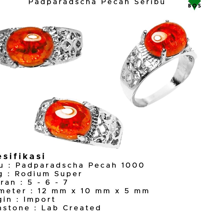 Spesial  BOS Cincin Pria Wanita Batu Akik Padparadscha Pecah Seribu Keren Kecil Mewah ✔