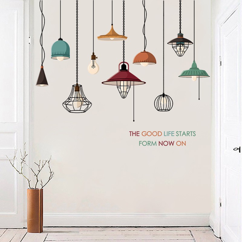 Reliza Wall Sticker Lampu Gantung Vintage Lamp STIKER DINDING Retro