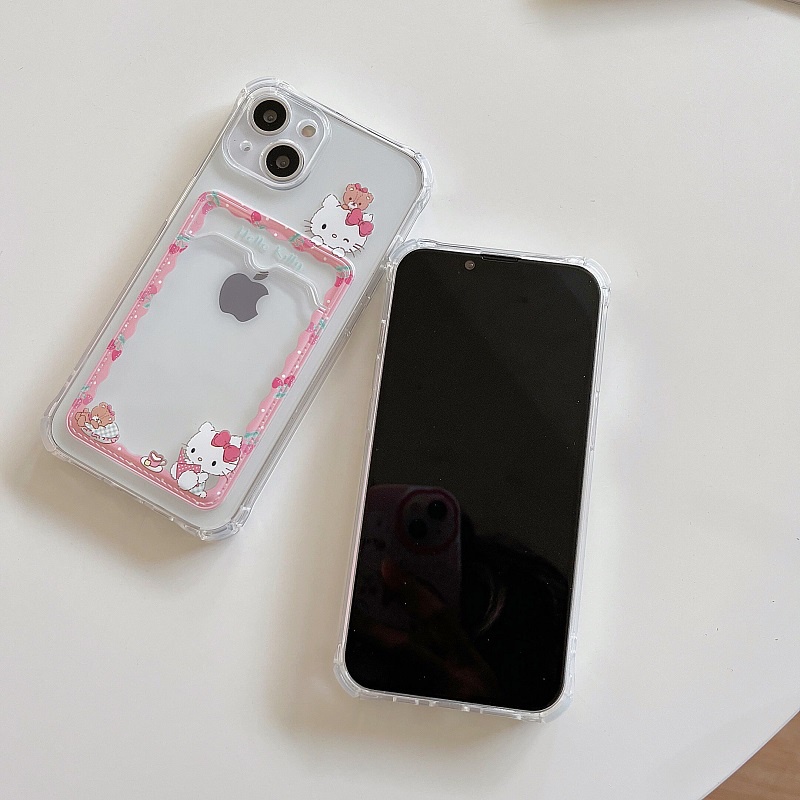 Soft Case Transparan Desain hello Kitty Untuk iPhone 12 13 Pro Max 11 X XR XSMAX