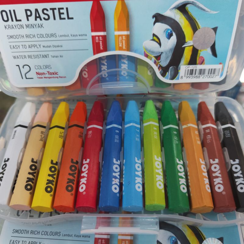 (ORI) Joyko Oil Pastel Crayon 12 Warna OP-12S Anti Racun