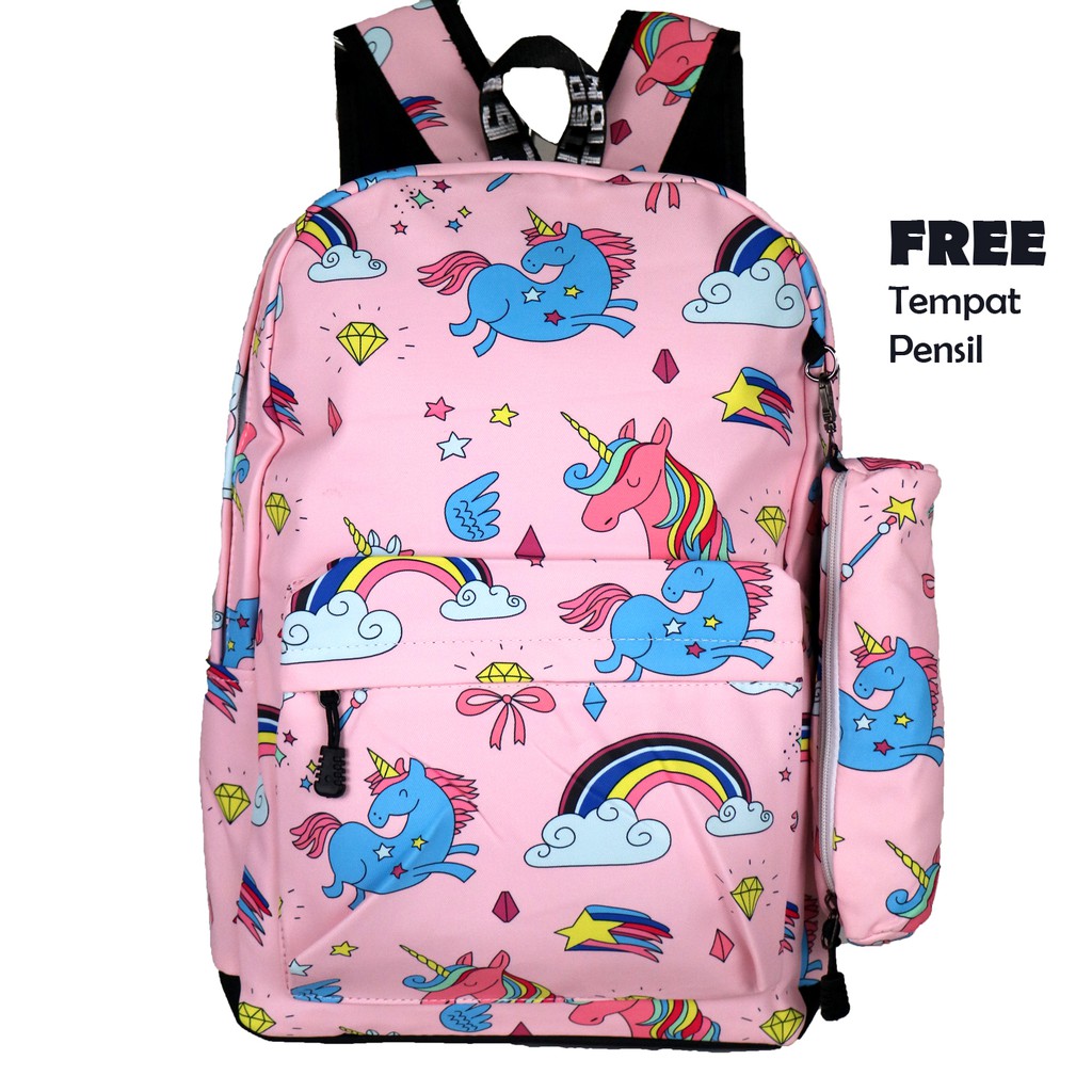 Unicorn Tas ABG Ransel Sekolah Anak Backpack School Casual Import Tas Remaja Ransel ABG Pria/Wanita