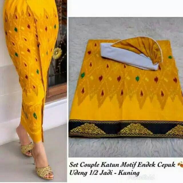Best couple udeng saput kamen katun kuning motif endek