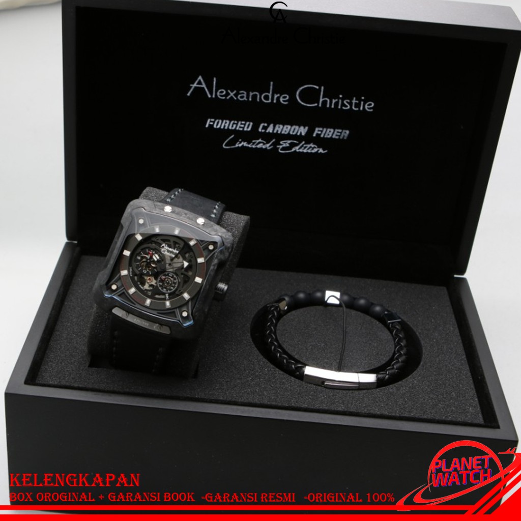 ALEXANDER CHRISTIE PRIA ORIGINAL AC 6481 DAN 3030 CARBON FIBER LIMITED EDITION JAM TANGAN ALEXANDRE 