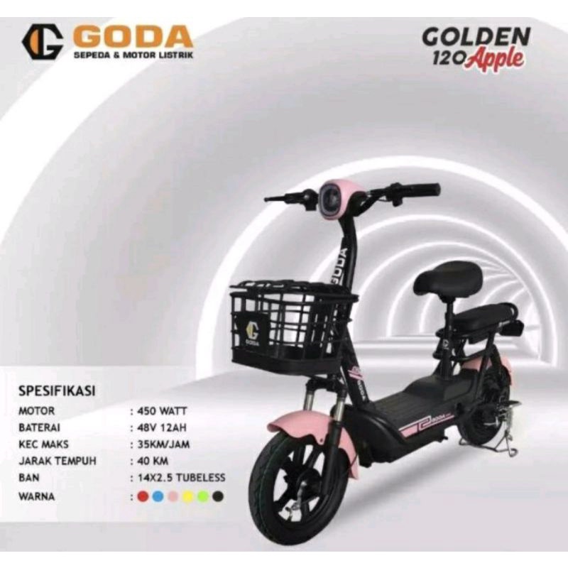 Promo 1 Hari Sepeda Listrik Goda 120 Apple Sepeda Motor Listrik Goda Sepeda Listrik Aki Goda