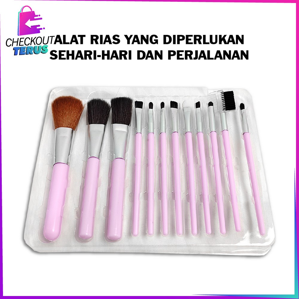 CT K103 Brush Make Up Set Isi 12PCS Kuas Make Up Lengkap Wanita Portable Kit Set Kuas Makeup Kosmetik Foundation Blush On