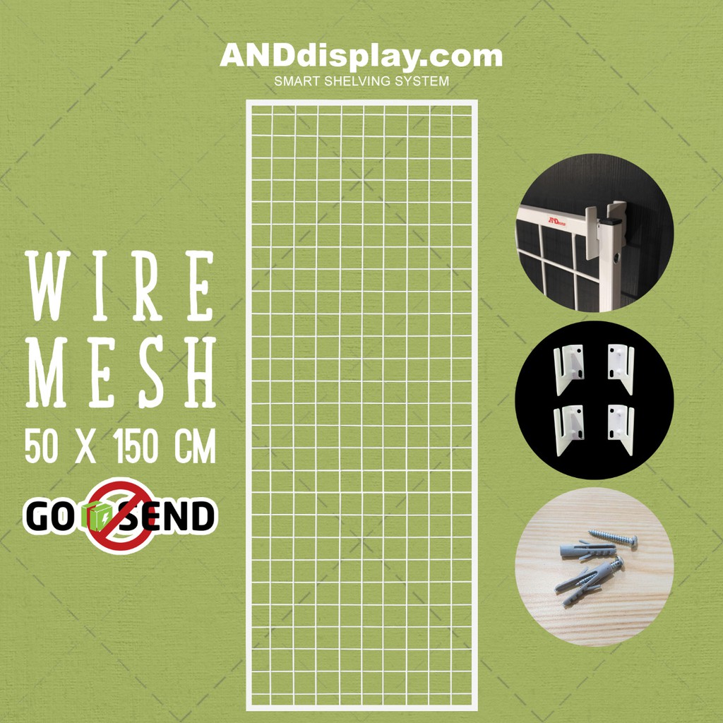 WIREMESH 50x150CM + H5 WALL PUTIH KAWAT RAM DINDING WIRE GRID