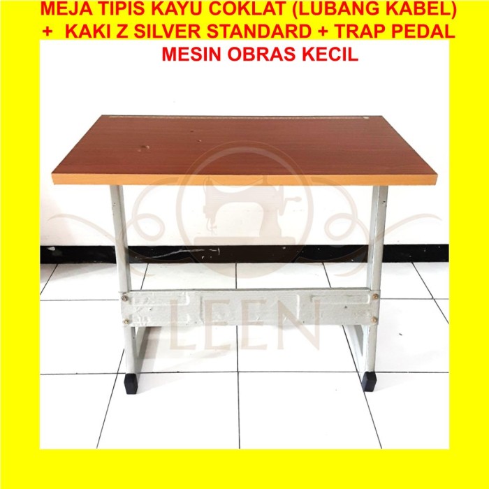 Meja Tipis &amp; Kaki Z Silver Trap Pedal SET Mesin Jahit Obras Kecil LEEN